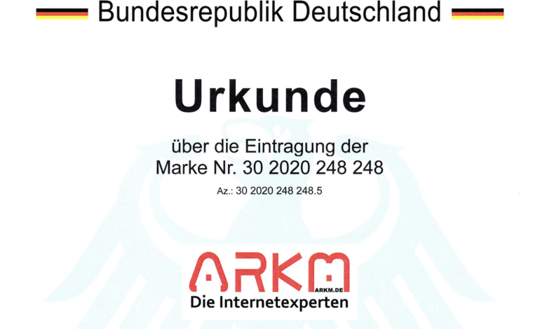 ARKM - Die Internetexperten - Schutzmarke - DPMA München.